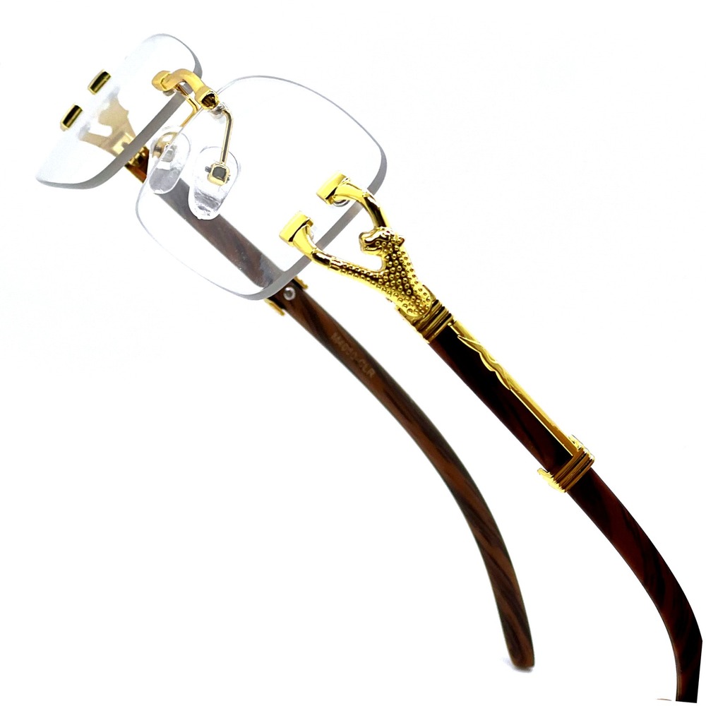 Men Sunglasses Hip Hop Clear Lens Gold Frame Luxury Retro Shades Metal Lentes